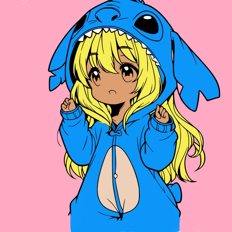anime girl in a stitch onsie