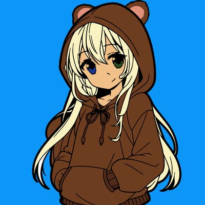 an anime girl with a kawaii hoodie on
