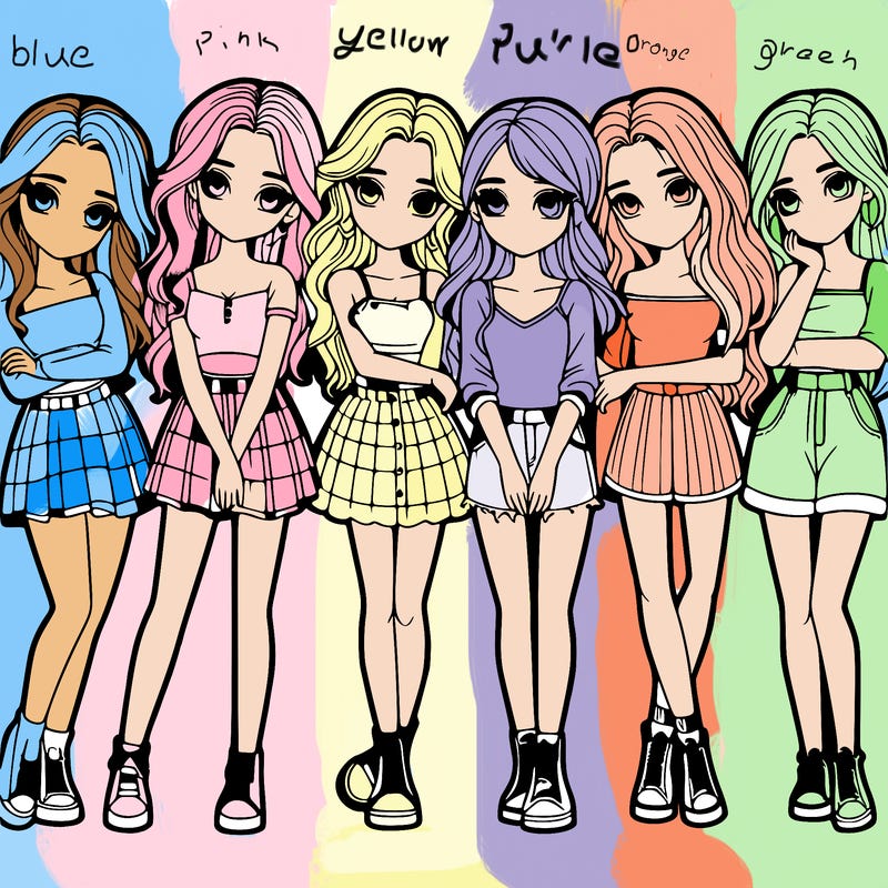 a group of girls realistic