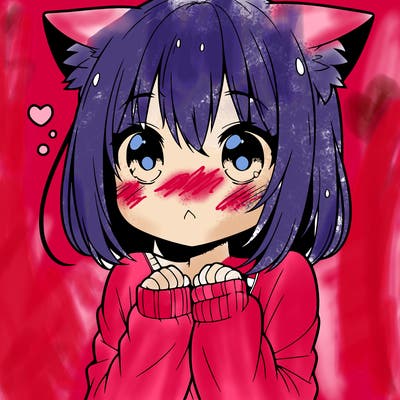 shy anime catgirl
