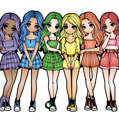 a group of girls realistic