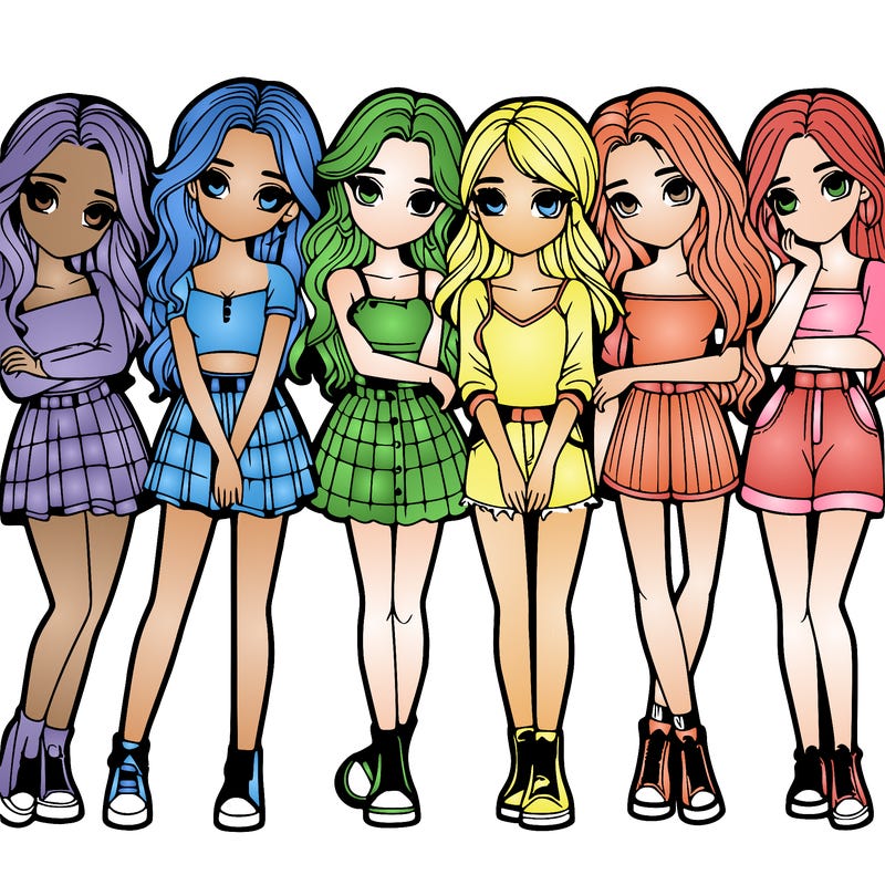 a group of girls realistic