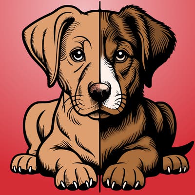 realistic dog split picture
