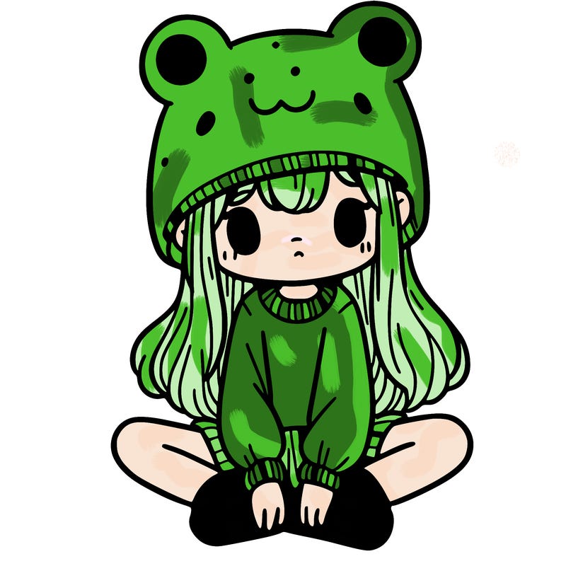 a girl wearing a frog hat and some frog socks