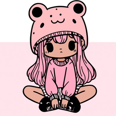 a girl wearing a frog hat and some frog socks