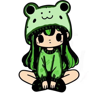 a girl wearing a frog hat and some frog socks