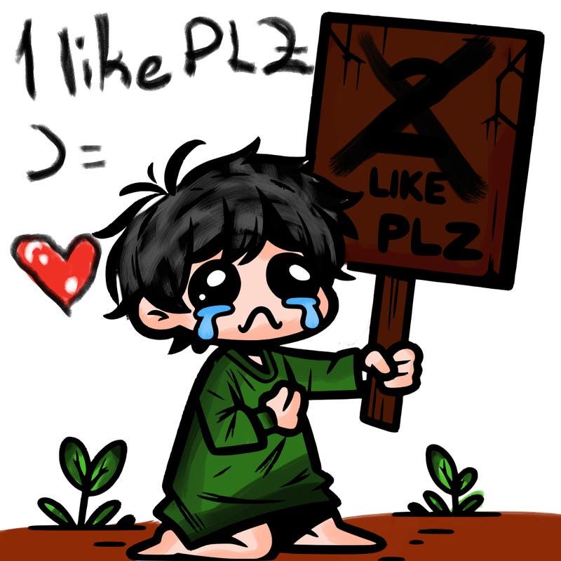 small poor toddler crying with sign that says 2 like plz