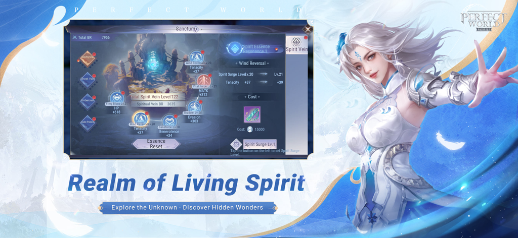 Perfect World Mobile - Perfect World Mobile Realm of Living Spirit expansion featuring the Sanctum progression system and a celestial character