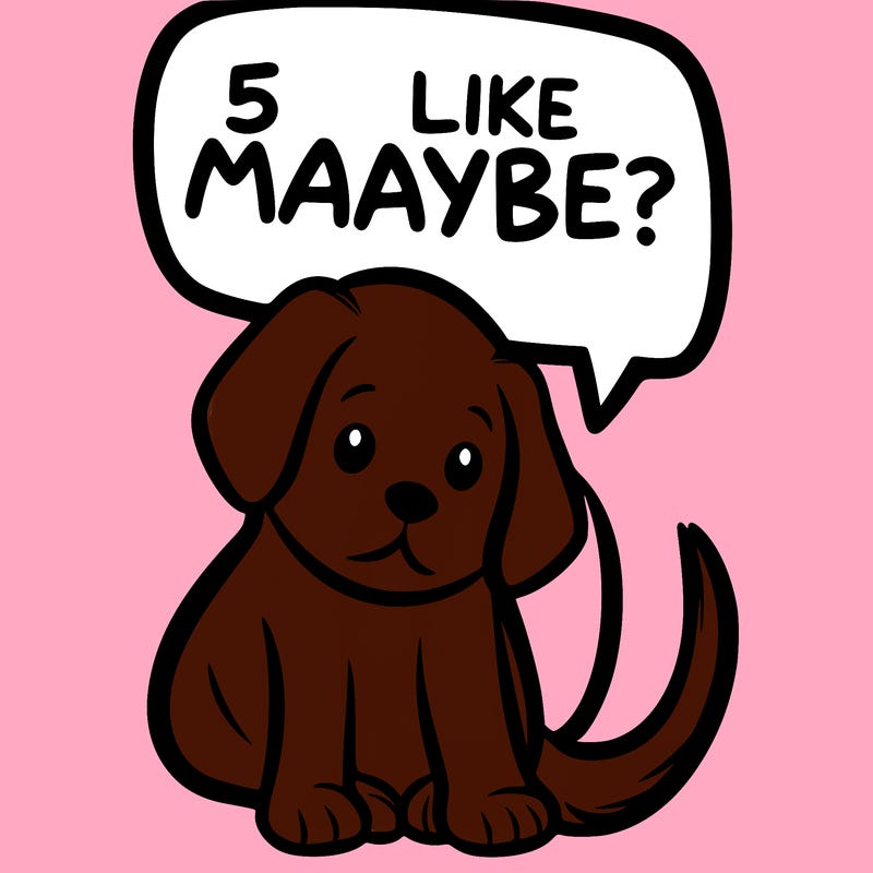 a puppy that says 5 like maybe