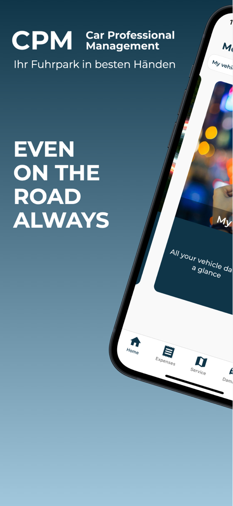 CPM-App - CPM-App Smartphone-Schnittstelle mit Funktionen für professionelles Fahrzeugmanagement und dem Slogan „Auch unterwegs immer“