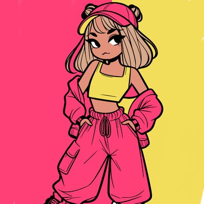 girl in crop top and baggy pants