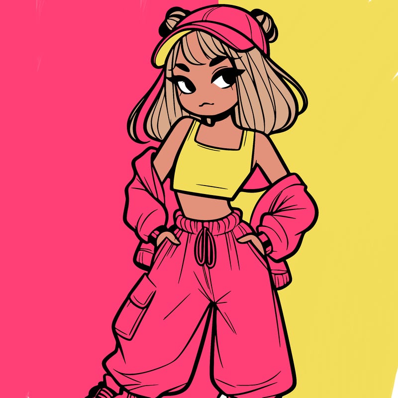 girl in crop top and baggy pants