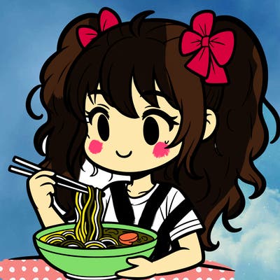 a girl eating ramen