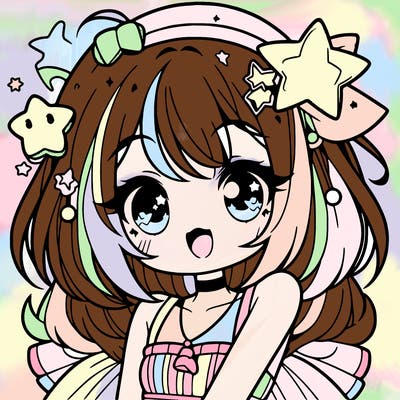 cute anime girl with star accessories