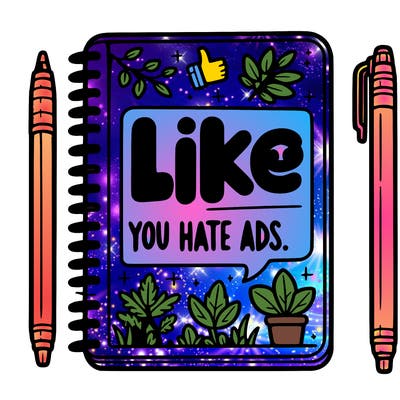notebook that says like if you hate ads