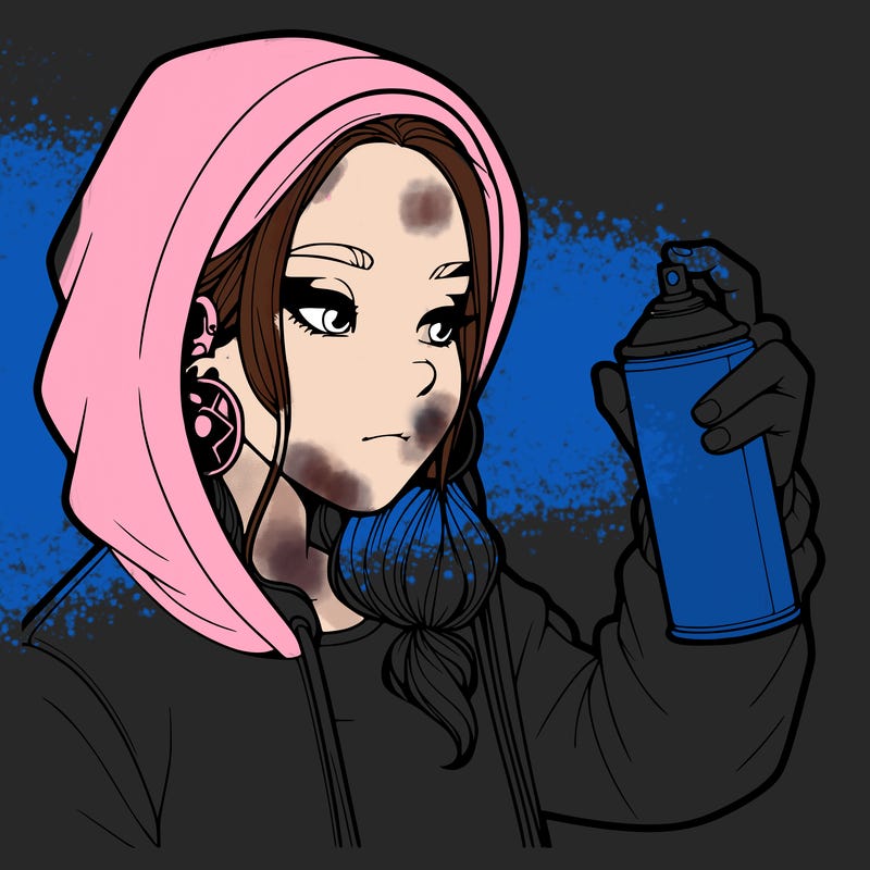 a realistic girl, spray painting