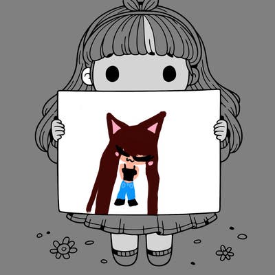 a girl holding a blank pices paper