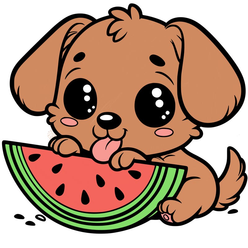 puppy eating watermelon
