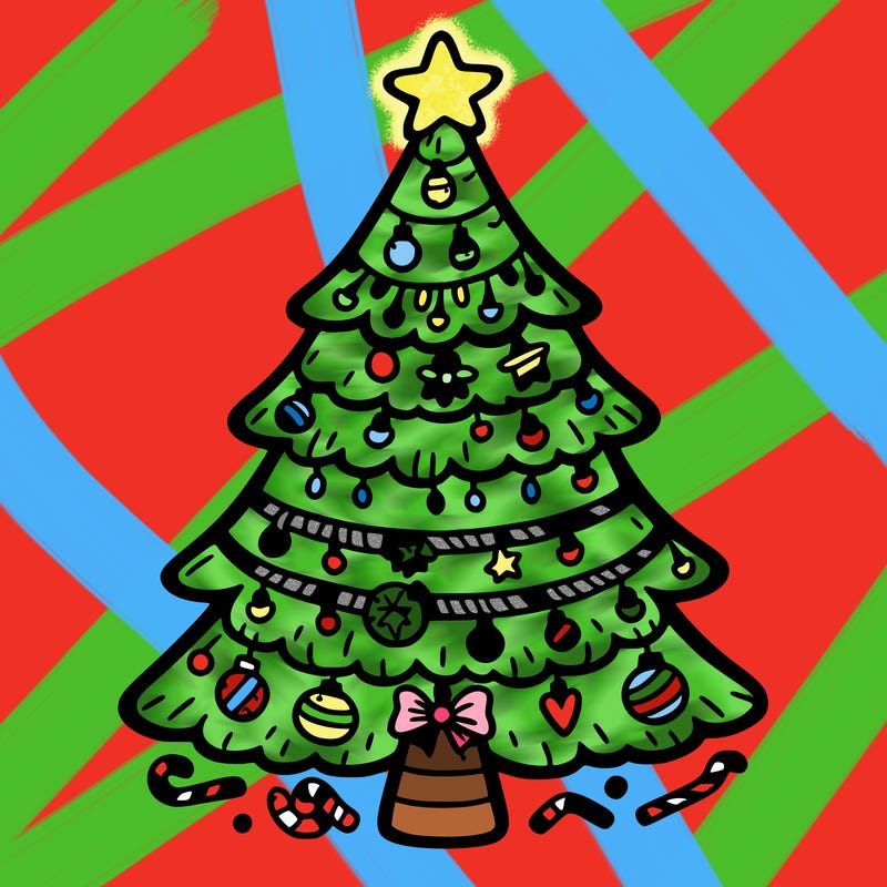 christmas tree with lots of details