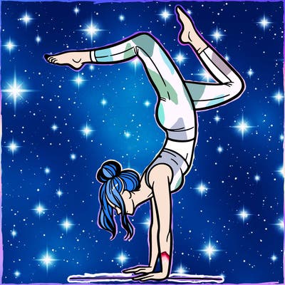 a woman doing a handstand