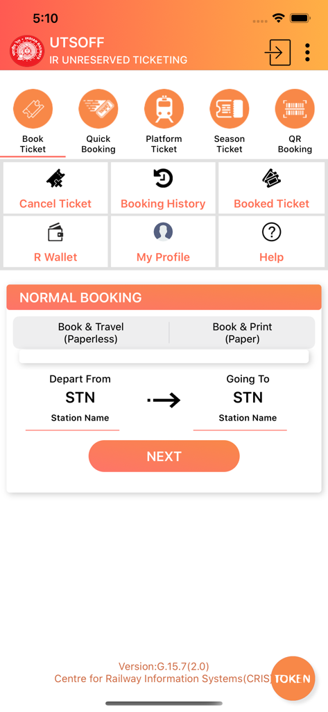 UTS - UTS mobile app interface for booking unreserved Indian Railways tickets.