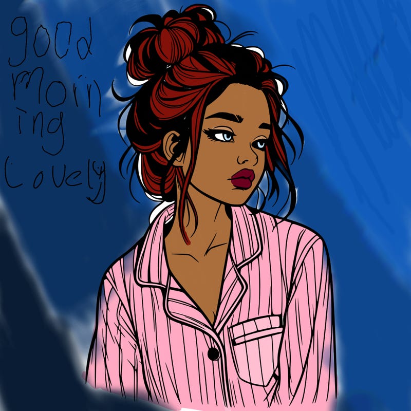 realistic woman with pajamas on and a messy bun