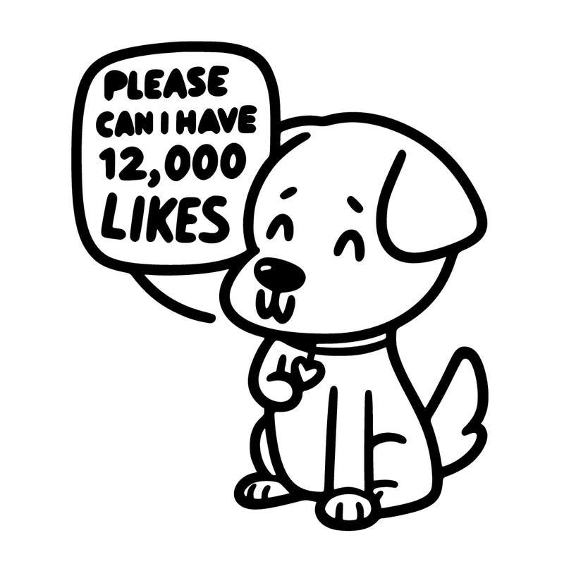 dog saying please can i have 12,000 likes