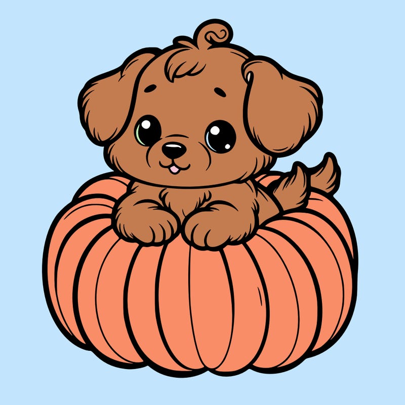 cute little puppy in a pumpkin