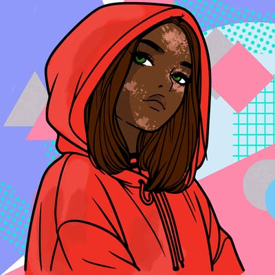 a realistic girl in a hoodie