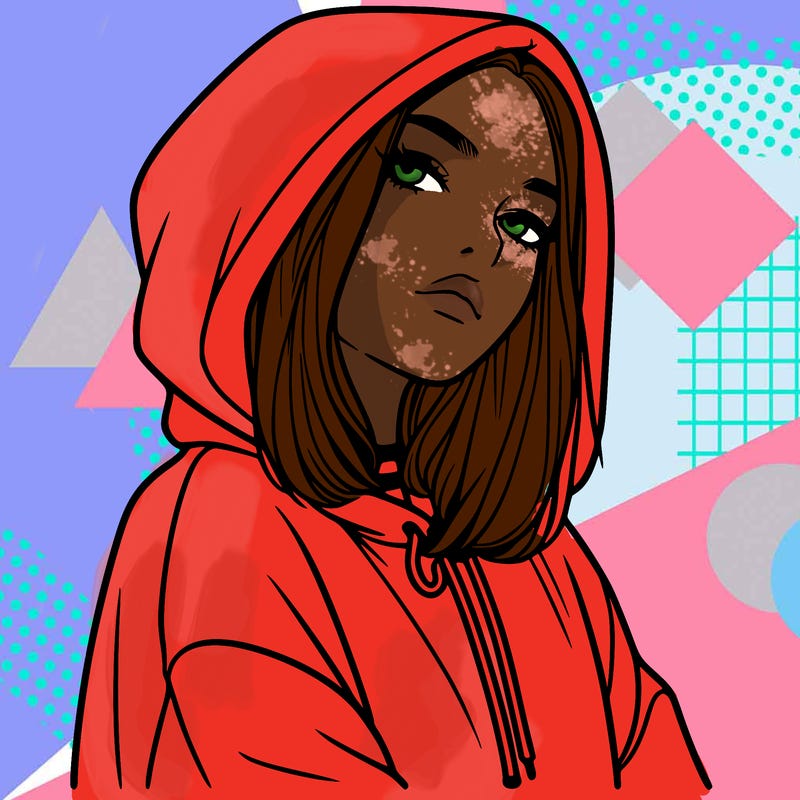 a realistic girl in a hoodie