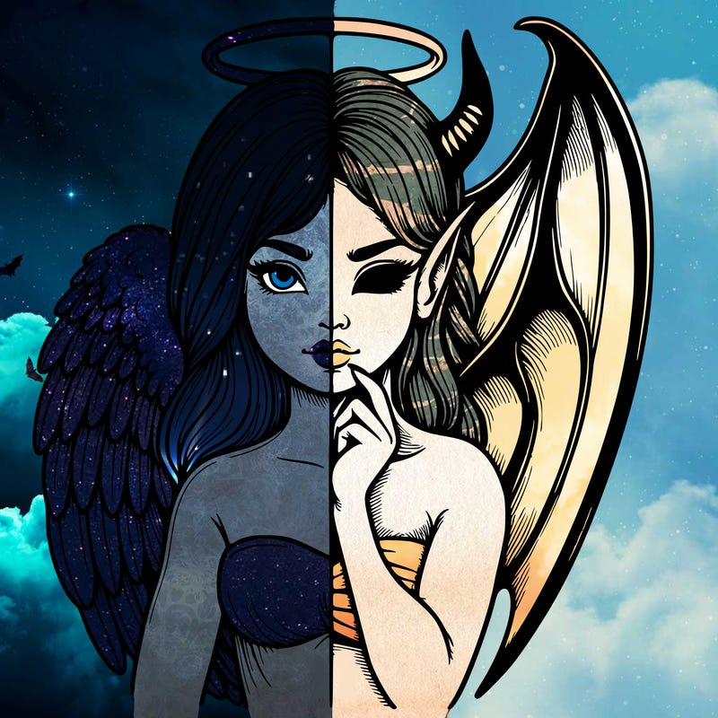 realistic angel half demon