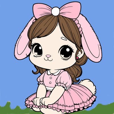 cute easter bunny girl realistic