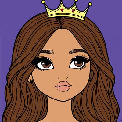 a realistic girl with a crown on
