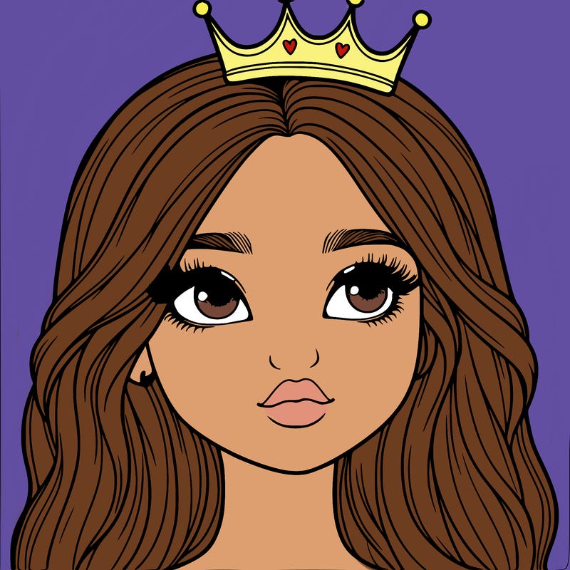 a realistic girl with a crown on