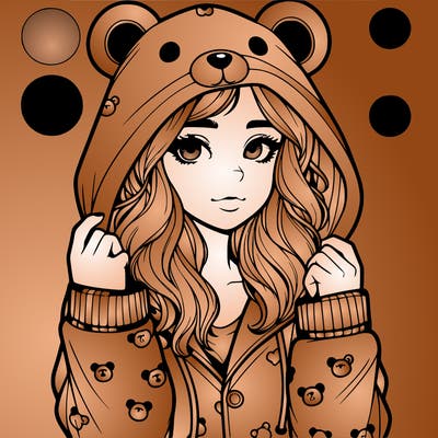 realistic girl in a animal pjs hoodie
