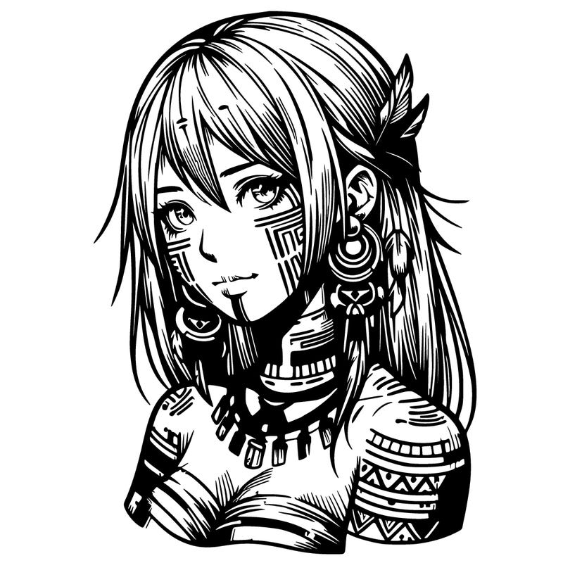 realistic tribal manga woman