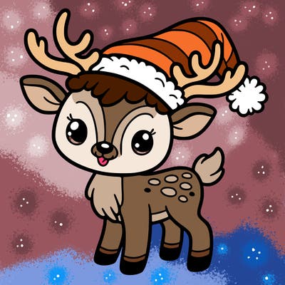 christmas reindeer with santa hat