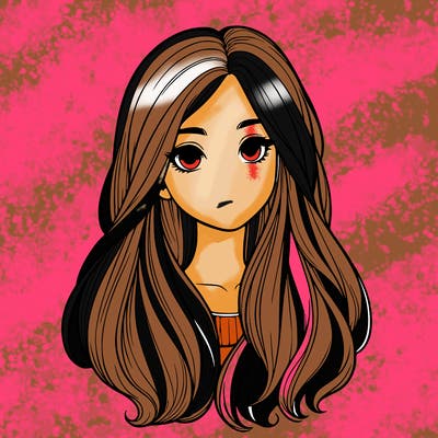 girl with long hair realistic