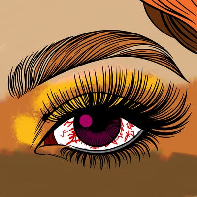 woman close up eye with long eyelashes