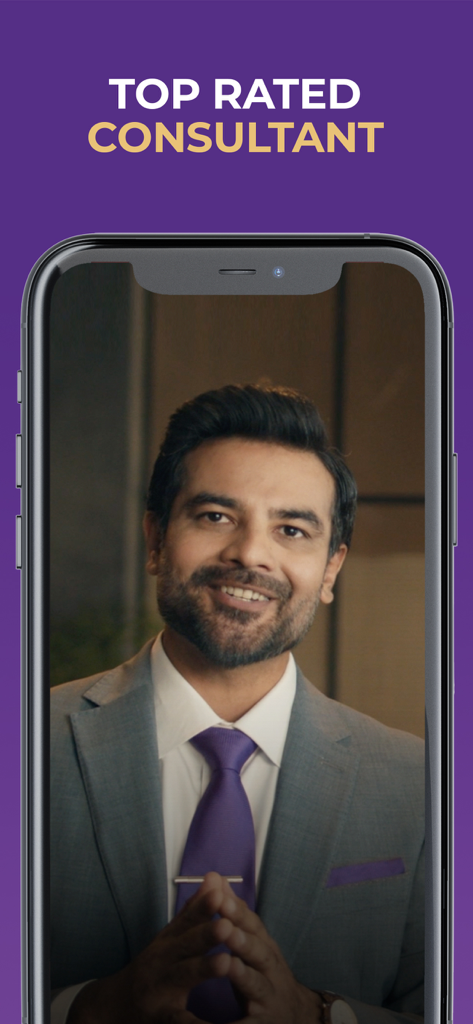 Portrait of a professional matchmaking consultant on the VIPShaadi app interface