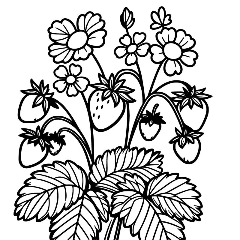 strawberry plant with flowers