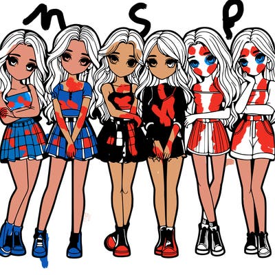 a group of girls realistic