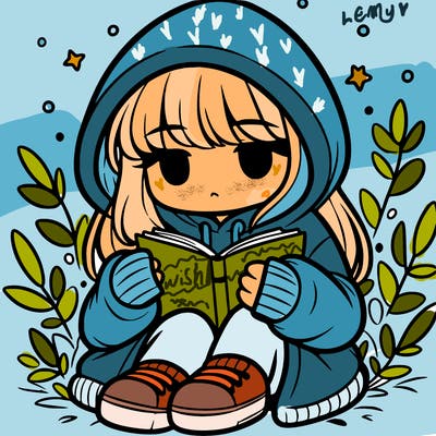 girl in oversized hoodie reading a book