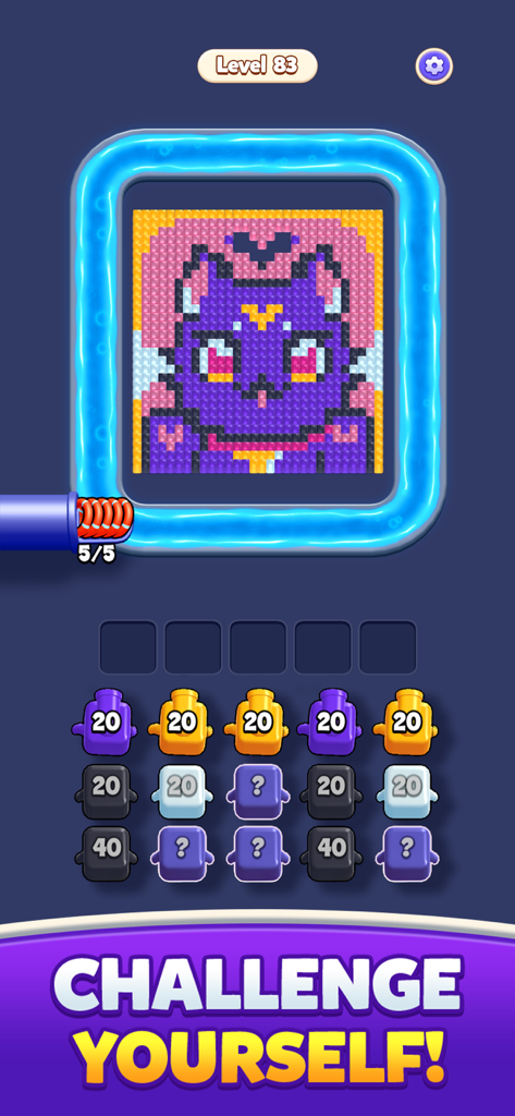 Color Blast Shooter - Nível de quebra-cabeça de gato em pixel art de Color Blast Shooter