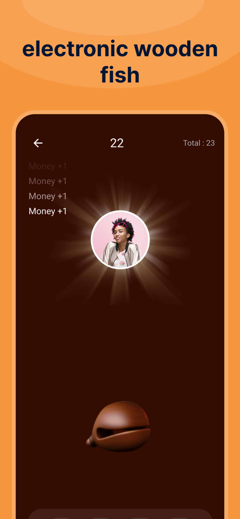 Interface of GC Auto Clicker showing the electronic wooden fish mode with a click counter and reward history