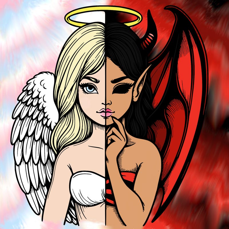 realistic angel half demon