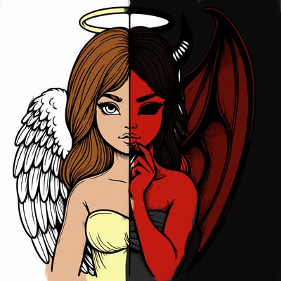 realistic angel half demon