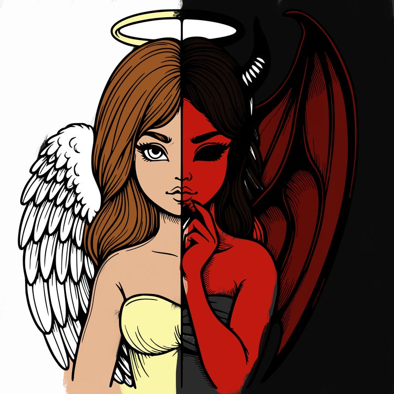 realistic angel half demon