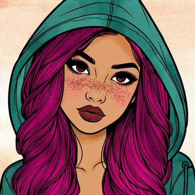 realistic beautiful girl with a hood on