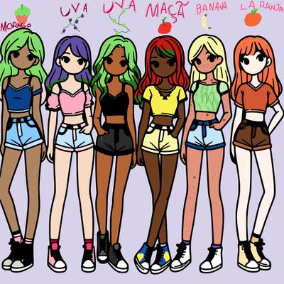 a group of girls wearing crop tops and shorts